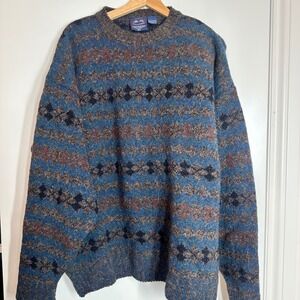 Allen Solly Mens XL  Knit Sweater Lamb Wool Scotland Shetland Mohair